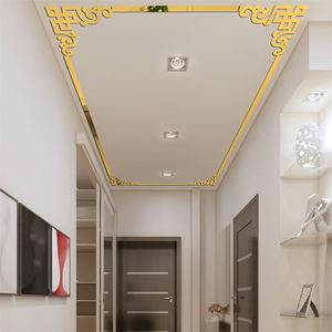 Acrylic 3D <b>Corner</b> Flower Mirror Wall Sticker for Living Room Ceiling <b>Cabinet</b> Diagonal Wall Decoration Waist Line Mirror Sticker - Product Image 4