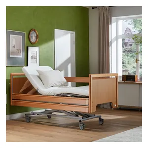 Cama elétrica para enfermagem doméstica Tecforcare OEM ODM, cama médica de madeira maciça para idosos, cuidados domiciliares, madeira para cuidados domiciliares