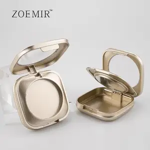 Supplier silver plastic magnetic compact powder case with mirror square powder container