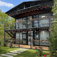 Casa Contenedor Plegable y Expandible de Lujo de 2 Pisos, Villa Modular Prefabricada de 40 pies, Casa Móvil Apilable de Dos Pisos con Terraza