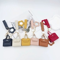 Tas Mini Persegi Panjang Kulit PU Sunrise, Gantungan Kunci Penyimpanan, Cermin Rias Bentuk Bunga, Tas Earphone, Logo Custom, Dapat Dilipat