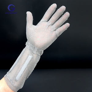 Gant de protection en maille métallique de qualité alimentaire à manchette longue, type gants anticoupure en acier inoxydable pour boucherie - Product Image 6