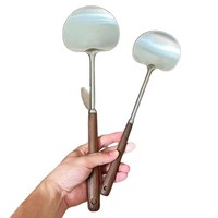 Spatule à champignons en acier inoxydable à manche en noyer, anti-brûlure, de qualité alimentaire, très vendue