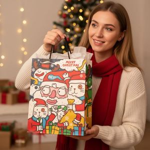 Customized <b>Christmas</b> Boutique Paper <b>Bag</b> with Twisted Handle for Eco-friendly Kraft Paper <b>Bags</b> Used As <b>Christmas</b> Holiday <b>Gifts</b> - Product Image 4