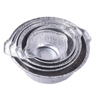 Contenant jetable rond en PET et aluminium de qualité alimentaire, argenté, pour cuisson en extérieur, restaurants, rôtissage au feu, avec couvercle en feuille d'aluminium, emballage UE