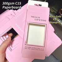 Boîte d'emballage en papier cosmétique pour ongles press-on avec logo personnalisé imprimé, avec trou de suspension