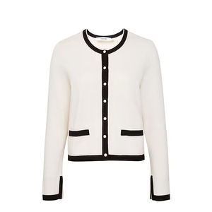 <span class=keywords><strong>Abrigo</strong></span> de cárdigan de lana fina <span class=keywords><strong>beige</strong></span> clásico para mujer Bio-Degradable con manejo de estampado de Desaparición - Product Image 1