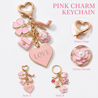 Breloque de sac rose mignonne en forme de cœur émaillé, mini pendentif de sac à main Kawaii, porte-clés, accessoires de décoration pour sacs à main pour femmes et filles