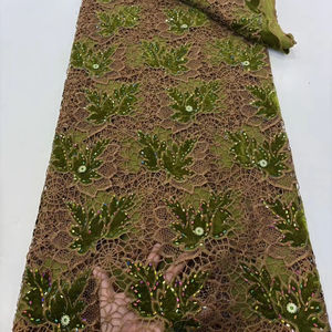 Tradizione africana all'ingrosso di moda tessuto di pizzo cristallo austriaco ricamo tessuto <span class=keywords><strong>Guipure</strong></span> per indumento Senegal e Mali - Product Image 1