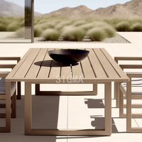 Ensemble de canapés de patio en teck Sigma de design moderne, table à manger en bois massif, chaises, meubles de balcon extérieur