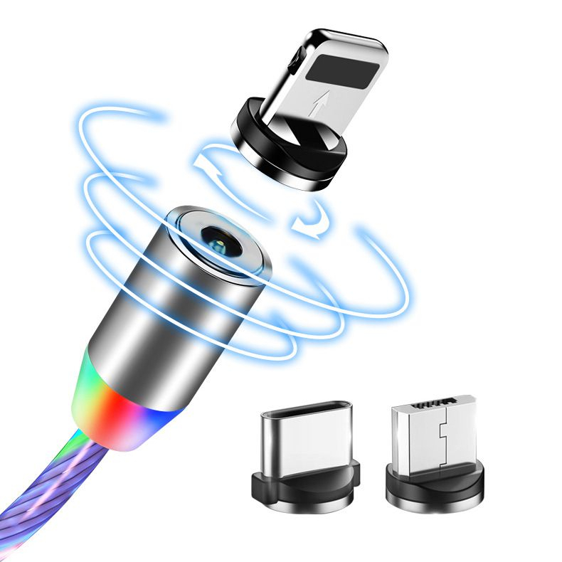New Design Power Charging TPE 5V/2.4A Magnetic LED Charging Cable for Mobile Phone