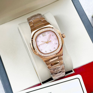 <span class=keywords><strong>Montre</strong></span> de luxe pour femme, sport et affaires, en acier inoxydable, cadran rose nacre, lunette sertie de diamants, mouvement à quartz, 41 mm, <span class=keywords><strong>montre</strong></span>-bracelet pour femme - Product Image 2