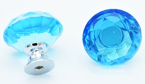 مقابض أبواب زجاجية كريستالية زرقاء اللون للخزائن بالجملة - Product Image 2