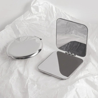 Nouveau miroir de maquillage cassable en acier inoxydable LOGO gravé au Laser petit miroir Portable pliant Simple