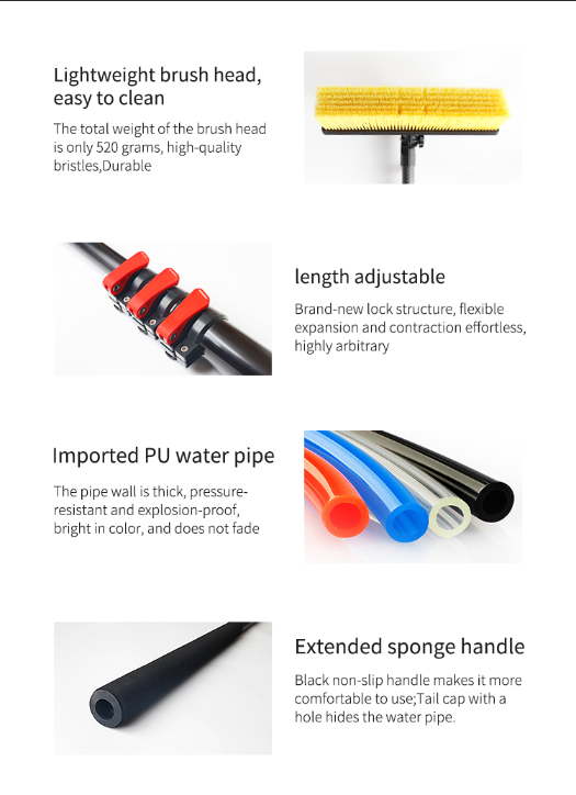 Extend Clean Water Fed Pole Telescopic Brush For Window Cleaning Washing