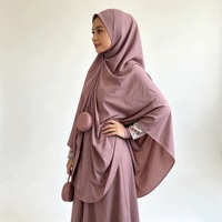 Ensemble Khimar Crinkle pour femmes, léger, sans repassage, tenue modeste, vêtements musulmans islamiques, longueur au sol