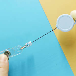 Macaron Retractable Badge Reel Candy Color ABS ID Card <b>Holder</b> Custom Logo Yoyo Clip 60-70cm Cord Length Metal Hook PVC Strap - Product Image 4