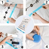 Sacs de rangement sous vide For Basics pour vêtements, gain de place, compression, pompe manuelle, robustes, transparents, lot de 6, PA+PE, empilables, réutilisables