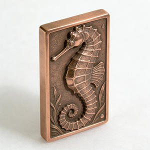 Barra di Rame Personalizzata con Tema Marino Vintage, Rilievo 3D Cavalluccio Marino, Decorazione in Metallo su Misura, Regalo da Collezione - Product Image 2