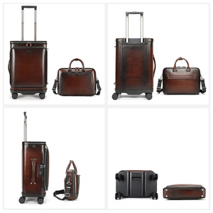 Bagaglio 2025 da uomo in vera pelle di alta qualità valigia alta in pelle lucidata per <span class=keywords><strong>viaggi</strong></span> di lusso da lavoro in vacchetta da viaggio - Product Image 4