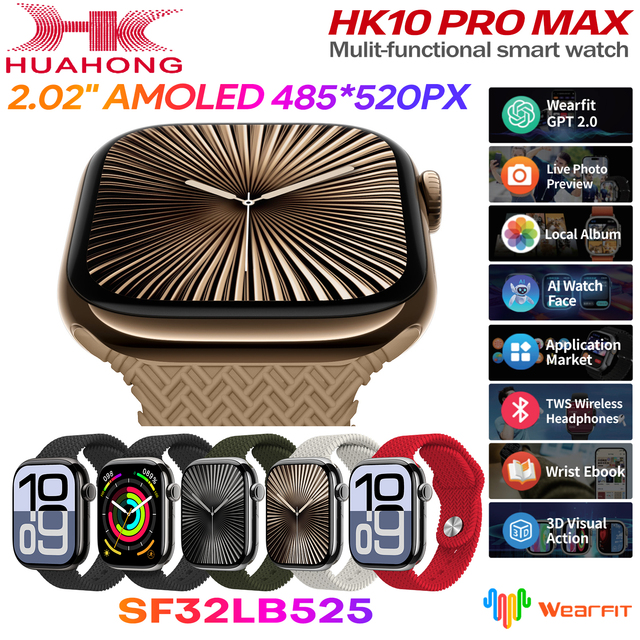 Kingsmart HK10 Android Smart Watch 10mini 44mm 2.0 Inch AMOLED Display GPS Navigation Compass IP67 Waterproof AI Voice Assistant