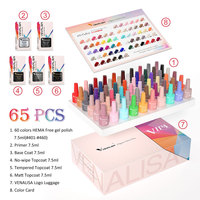 VENALISA VIP 4 Kit de Gels Colorés Nouveauté Sans HEMA Coffret Cadeau Vernis à Ongles Étiquette Privée Salon Ensemble Complet Base Top Coat Nuancier OEM