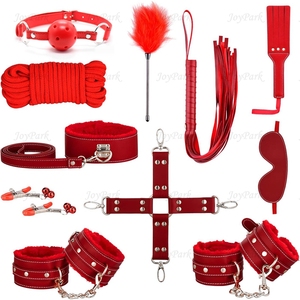 JoyPark Hot 11 pz/set gioco in pelle Paddle collo a frusta pinze per capezzolo BDSM vestiti di sesso in pelle Bondage giocattoli - Product Image 4