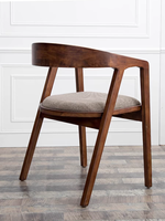 Chaise de salle à manger en bois massif et cuir antique avec accoudoirs pour la maison, le bar, l'hôtel, l'appartement, les salles à manger