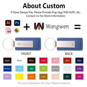 Manufacturer Custom Brand Logo Name Souvenir PU <b>Leather</b> Keychain Metal Promotional Car Keyring - Product Image 3
