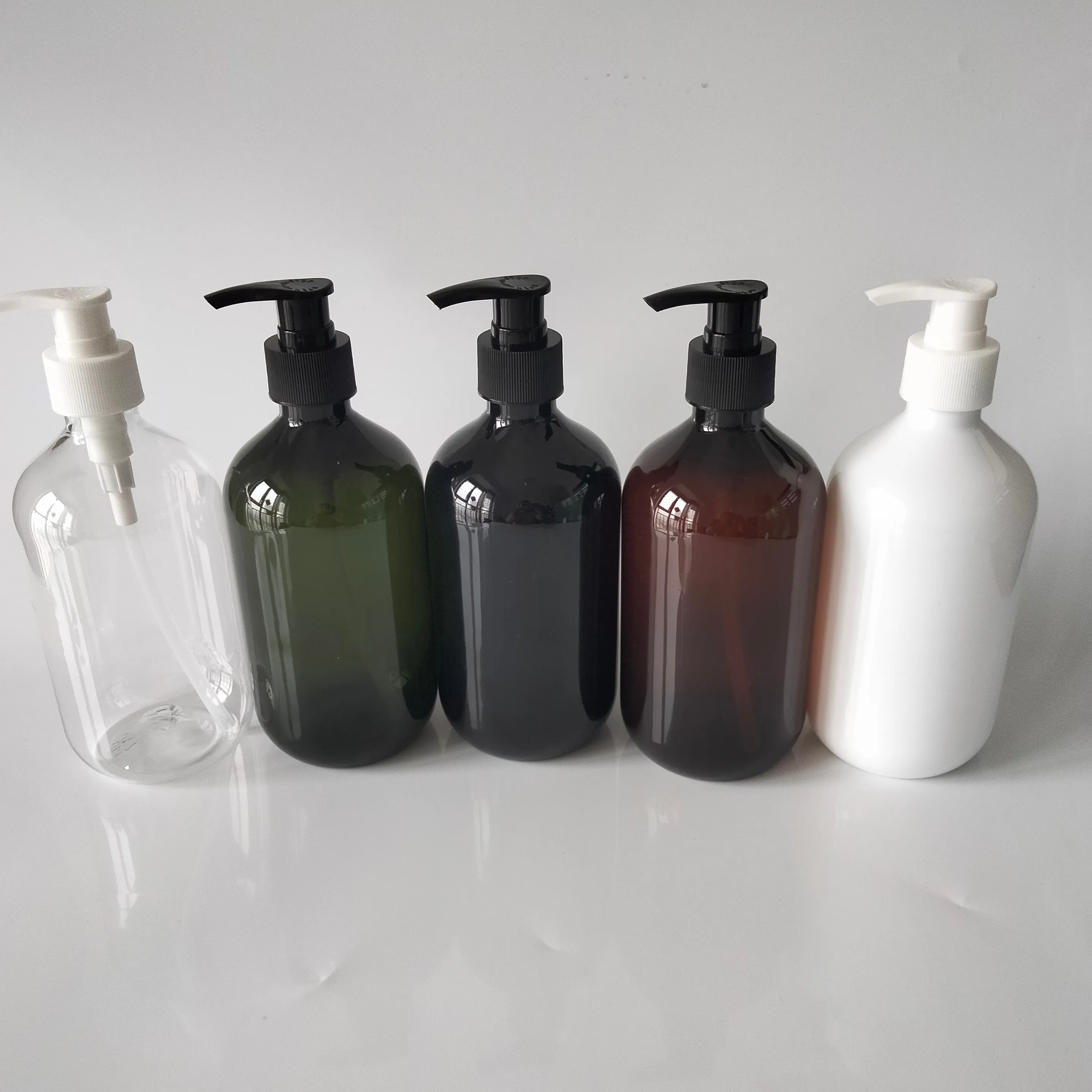 Dispensador de loção garrafas preto verde claro âmbar pet mão corpo lavagem gel sabonete shampoo garrafa 200ml 3000ml 500ml com bomba