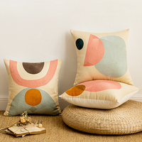 Nouvelle arrivée fait maison mignon brodé taie d'oreiller INS Style 45X45cm géométrique canapé broderie housse de coussin