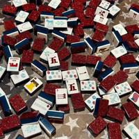 Tuiles de Mahjong patriotiques américaines rouge, blanc et bleu, motif drapeau national, feu d'artifice, étoile, ancre, symboles politiques pour les rassemblements nocturnes