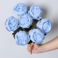 Buket Bunga Peony 7 Tangkai Gaya Eropa, Bunga Artifisial untuk Dekorasi Dinding, Pernikahan, Rumah, Meja, Hotel, Dekorasi Gaya Barat, Inti Bunga Peony dari Kawat Sutra