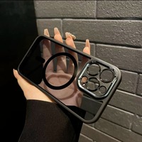 Étui de téléphone portable PC magnétique simple de luxe haut de gamme pour iPhone 15 Pro Max 14 et 16 avec lentille en métal et sensation haut de gamme