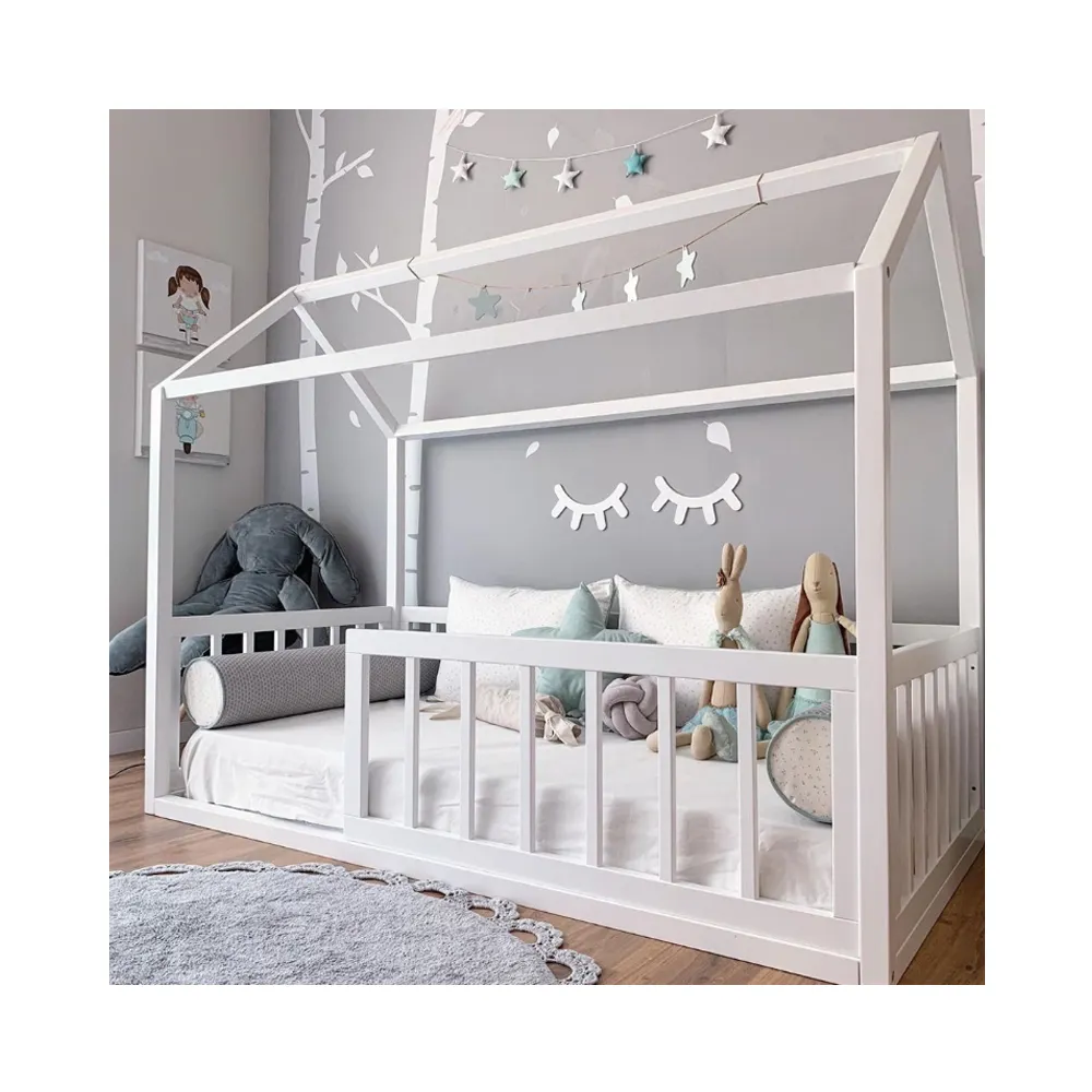 2022 Cama Matrimoniale Madera Solid Wood Baby Child Student Single Double Princess Bed Wooden Frame Bed Crib