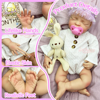Poupée Reborn Bébé Fille 17 pouces en Silicone Souple Intégral, Bouche Ouverte, Peinte à la Main, Souvenir Commémoratif Apaisant pour la Solitude, Vente en Gros
