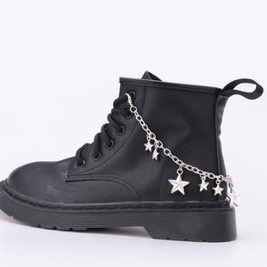 Cadena con colgante de estrella para botas de combate, punta redonda, suela de goma, accesorio de moda, color blanco K - Product Image 6