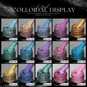 Vente chaude Vendeeni 15 couleurs Collection de vernis à ongles gel disco réfléchissants GRATUIT TPO HEMA OEM/ODM Flash vernis à ongles gel à paillettes de diamant - Product Image 3