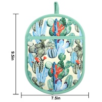 Paire de protège-plat en silicone transparent antidérapant, résistant à la chaleur, imprimé motif cactus vert clair, pour utilisation au four