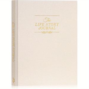 Lino Legacy Grandparents Life Story Journal Book con indicaciones-Elegante recuerdo Beige Regalo de recuerdo para mamá Papá Abuela Abuelo, - Product Image 1