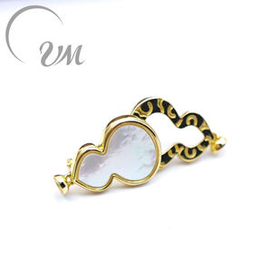 Joyería UM, Botón de Perla de Nácar en Forma de Calabaza, Plata 925 y Oro, Venta al por Mayor, Unisex, para Hombre y Mujer, Uso Diario, Combina con Todo - Product Image 1