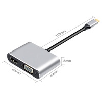 Adaptateur KSIN USB C vers VGA HDMI Type C vers 4K HDMI câble d'extension vers 1080P VGA USB 3.0 USB C PD Port de charge pour MacBook