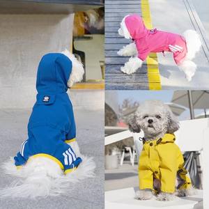 Toda la temporada mascota perro <span class=keywords><strong>Cara</strong></span> color fluorescente impermeable PU diseñador impermeable resistente al agua <span class=keywords><strong>mono</strong></span> chaqueta impermeable con capucha - Product Image 5