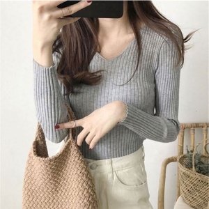 Nouvelle Tendance : Pull Tricoté Chaud à Col en V, Coupe Ajustée et Manches Longues pour <span class=keywords><strong>Femme</strong></span> - Product Image 4