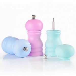 Household Ceramic Core Pepper <b>Bottle</b> <b>Shaker</b> Kit Wooden Mini Manual 2 in 1 pink Salt and Pepper Mill Spice Grinder Set - Product Image 3