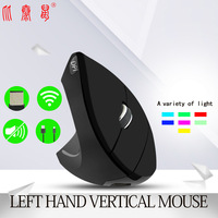 Mouse Nirkabel 2.4G untuk Tangan Kiri, Mouse Vertikal Nirkabel Ergonomis 6 Tombol untuk Laptop Desktop Universal