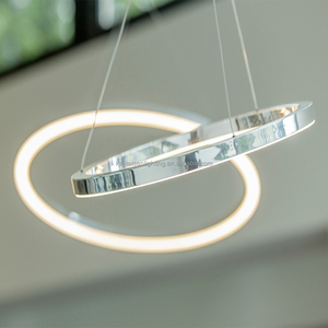 Đèn Chùm Trang Trí Nhà Hàng Quán Cà Phê Trong Nhà Cổ Điển Nổi Bật Đèn <span class=keywords><strong>LED</strong></span> Tròn Hiện Đại Mạ Crôm Bằng Nhôm 18 Inch Đèn Vòng - Product Image 3