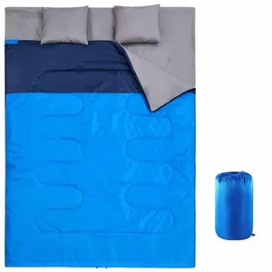 2 베개 더블 침대 방수 사계절 캠핑 및 하이킹 배낭 추운 날씨에 적합 성인 더블 침낭