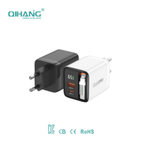 Ce Goedgekeurde Groothandelsprijs Aanpasbare 65W Draagbare Telefoonoplader Gan Chip Dual Poorten USB-A USB-C Qc Pps Pd Snel Opladen