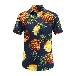 Chemises hawaïennes à manches courtes, pour hommes, avec motif flamands roses, en <span class=keywords><strong>coton</strong></span>, coupe décontractée, été, - Product Image 2